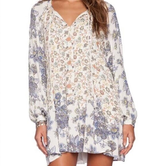 Free People Dress Peasant Cottagecore Boho Blue XS - Picture 2 of 12